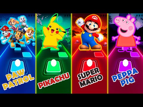 Paw Patrol Vs Pikachu Vs Super Mario Vs Peppa Pig— Tiles Hop EDM Rush!