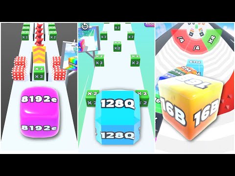Jelly Run 2048 vs Jelly Tube Run 2048 | Ultimate Merge Race | 8192e vs 128Q vs 16B