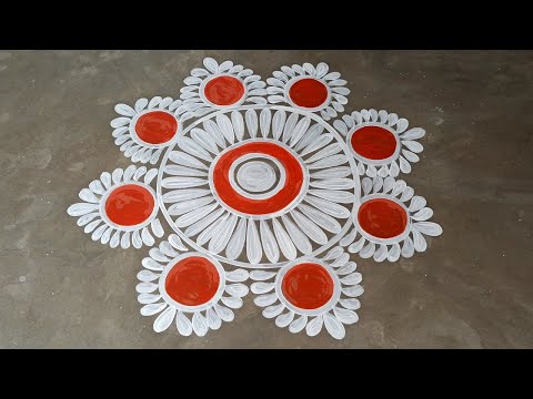 very simple alpana design for laxmi puja by shyamali rangoli art