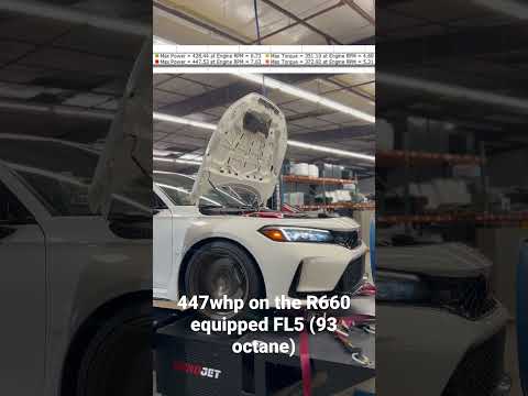447whp on the #RV6 R660 equipped #FL5 #honda #civic #typer #hondata #prl #twostepperformance
