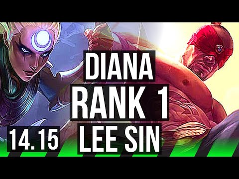 DIANA vs LEE SIN (JGL) | Rank 1, 6 solo kills, Godlike | TR Challenger | 14.15