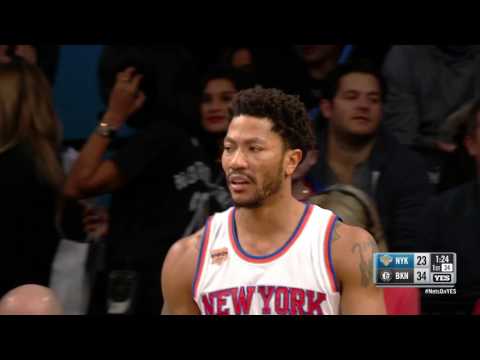 Derrick Rose Drives for And-One | Knicks vs Nets | 3.12.17 | 16-17 NBA Season