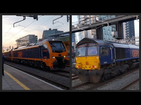 GBRf 99002+99001+66302 passing Cardiff Central 01/10/2025