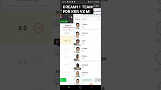 MI VS KKR DREAM 11 TEAM PREDICTIONS