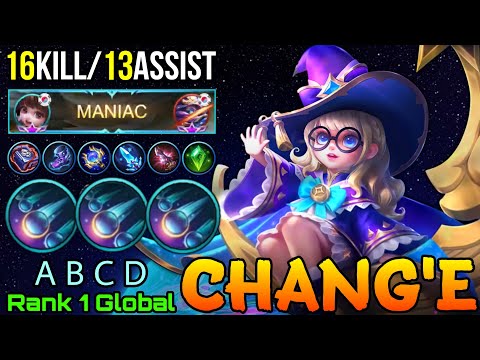 Lunar Magic Chang'e MANIAC with 16 Kills & 13 Assist! - Top 1 Global Chang'e by A B C D - MLBB