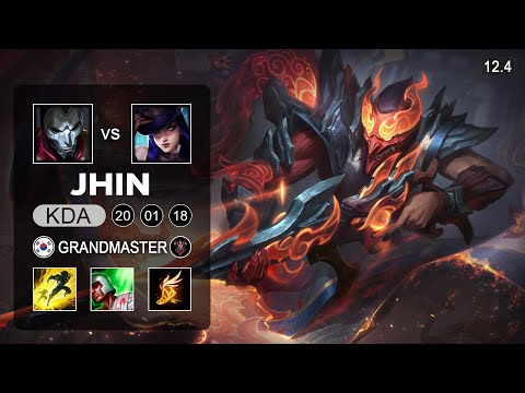 Jhin ADC vs Caitlyn - KR Grandmaster - Season 12 Patch 12.4