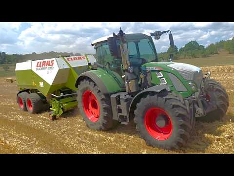 Fendt 722 Vario mit Claas Quadrant 2200 Roto Cut beim Stroh pressen!