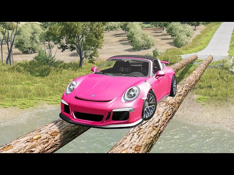 Mobil vs Log Bridge #4 - BeamNG Drive