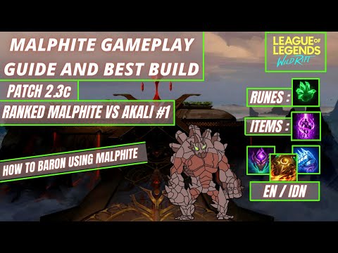 MALPHITE WILD RIFT BEST BUILD | LOL WILD RIFT MALPHITE GUIDE | GAMEPLAY MALPHITE VS AKALI #1 |