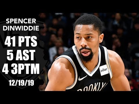 ディンウィディがネッツ対スパーズ戦でキャリアハイの41得点を記録｜2019-20年NBAハイライト (Dinwiddie notches career high 41 points in Nets vs. Spurs | 2019-20 NBA Highlights)