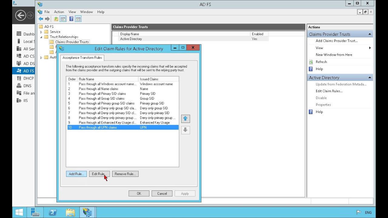 Configuring Claims Provider and Relying Party Trusts in Windows Server 2012