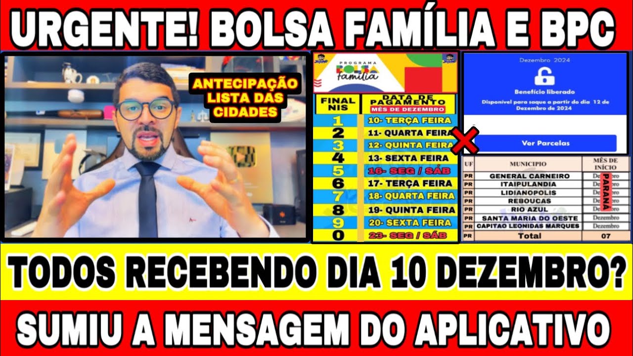 TODOS RECEBENDO O BOLSA FAMÍLIA DIA 10 DE DEZEMBRO? ANTECIPAÇÃO! SUMIU A MENSAGEM DO APLICATIVO!
