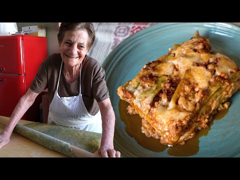 91 year old Maria shares her lasagna recipe with Pasta Grannies!