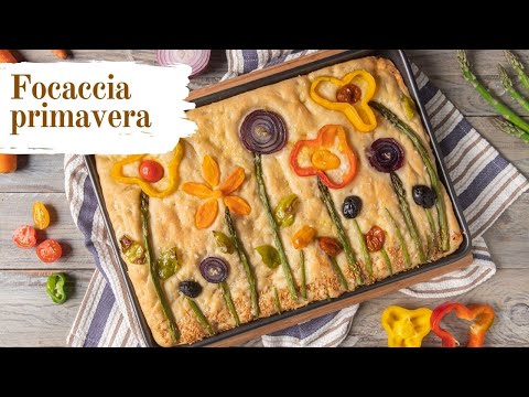 Focaccia primavera, come fare una morbida focaccia decorata tagliando le verdure!