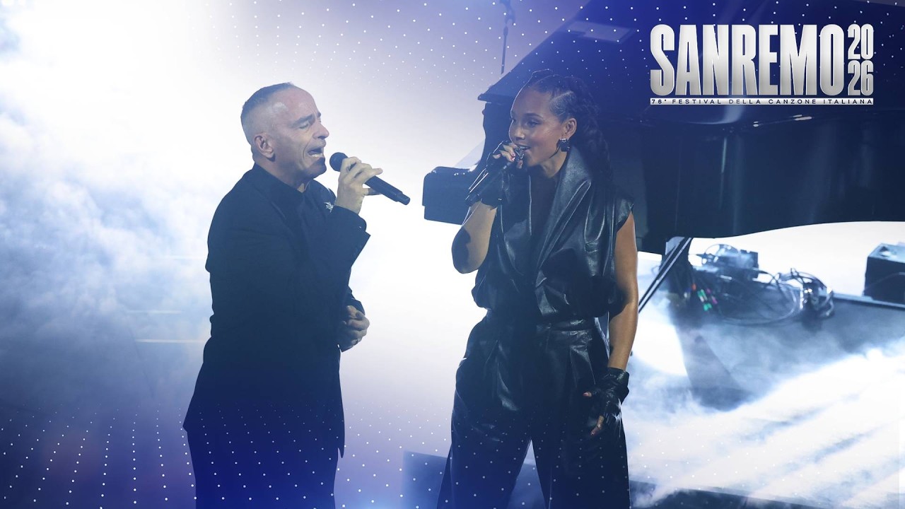 Sanremo 2026 - Eros Ramazzotti e Alicia Keys cantano L’aurora