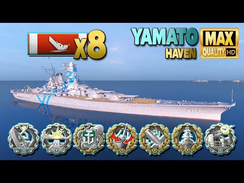 Yamato: 8 ships destroyed on map Haven - World of Warships