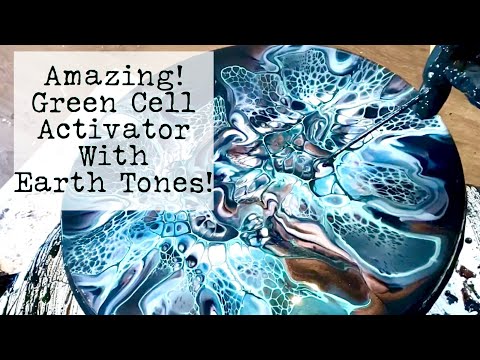 #234 Amazing! Green Cell Activator With Earth Tones! Bloom Technique/ Pour Painting!