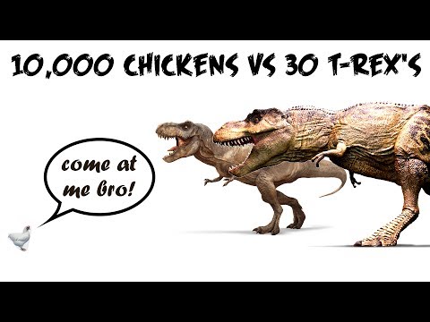 10000 Chickens VS 30 T-Rex's .... WHO WILL WIN?