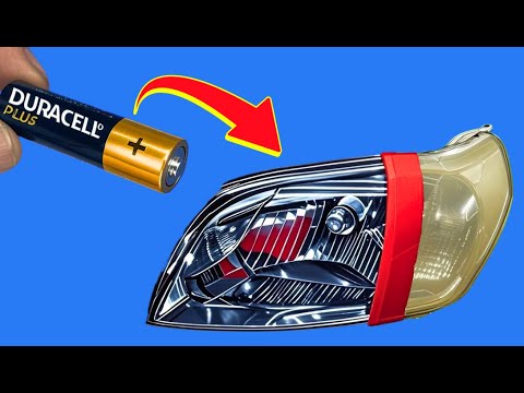 Restore Old Headlights to BRAND NEW in 5 Minutes Using Old Batteries! Genius Trick😱