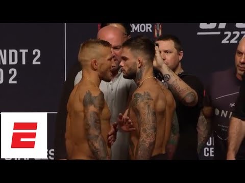 [FULL] TJ Dillashaw, Cody Garbrandt staredown at UFC 227 weigh-ins | ESPN