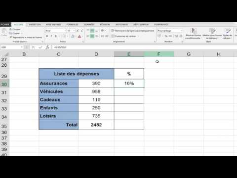 Excel : " Calculer un pourcentage "