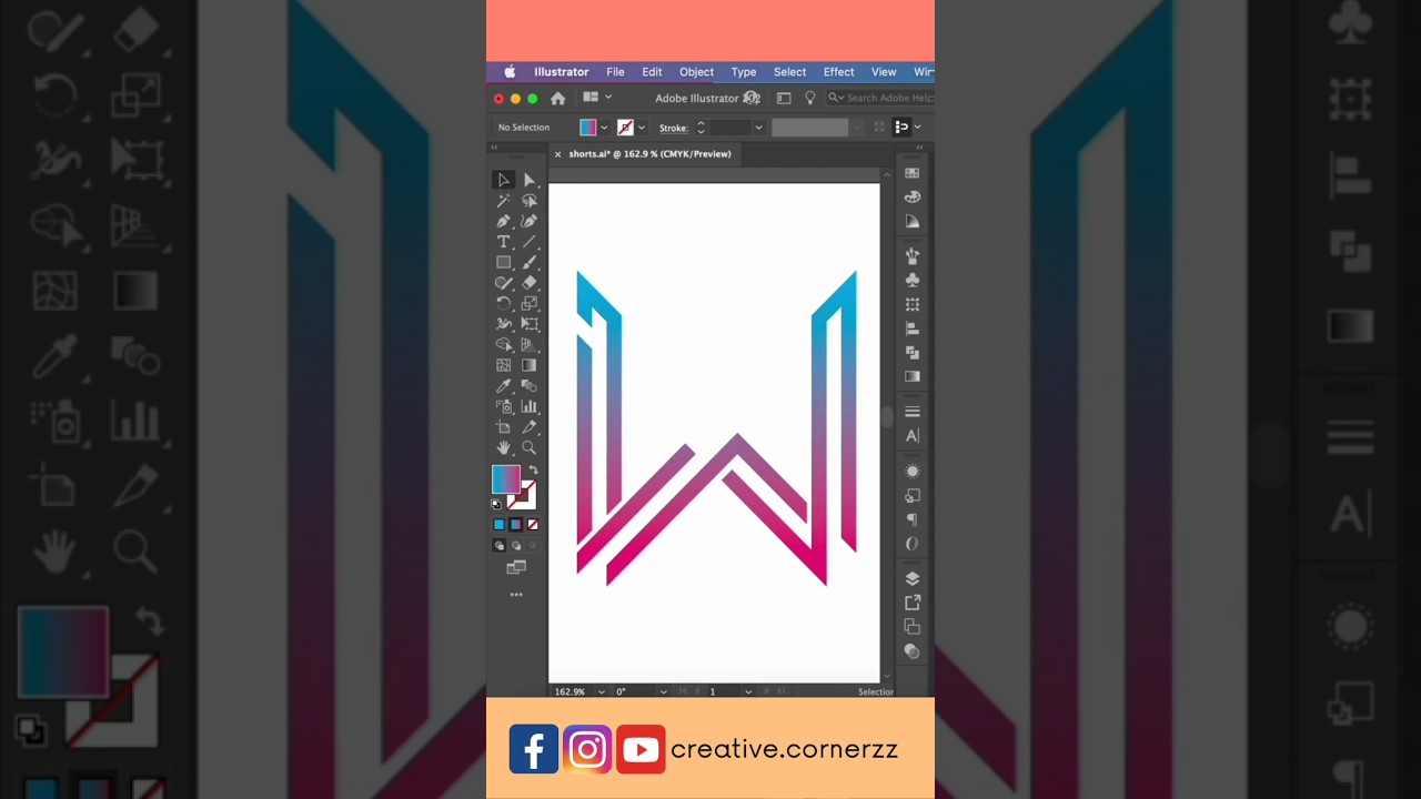 Letter W Logo design in Adobe illustrator #shorts