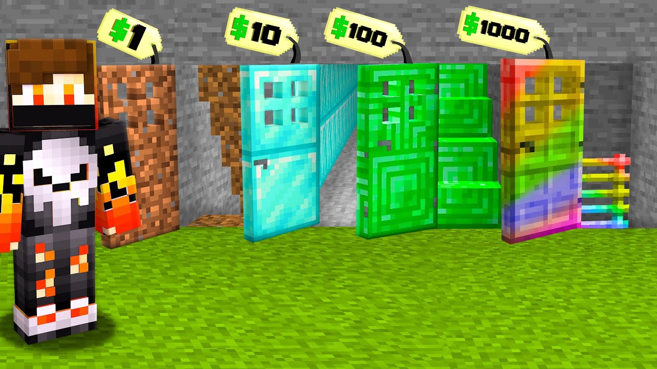 $1 Vs $100 Vs $1,000,000 Million Door In Minecraft....