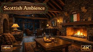 Celtic Music & Cozy Scottish Fireplace Ambience  | Gentle Warm Irish Music for Sleep Study Relaxing
