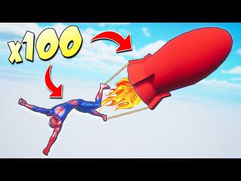 I Attached 100 ROCKETS to 100 SPIDERMANS!