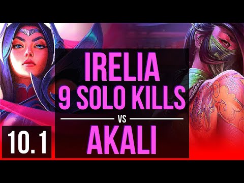 IRELIA vs AKALI (TOP) | 4 early solo kills, 9 solo kills, Legendary | Korea Diamond | v10.1