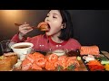 ENG SUB Salmon Party Salmon With Various Veggies Mukbang ASMR Korea Real Sound Eating