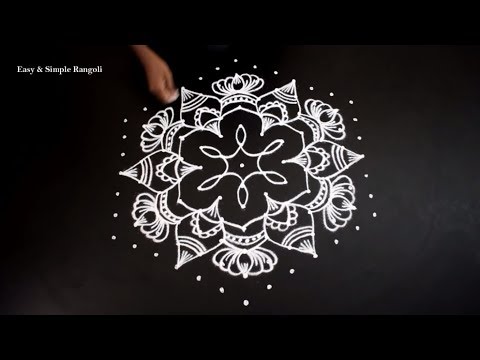 Easy Kolam Design with 13X7 Dots | Easy Rangoli Designs | Simple Muggulu Designs | Simple Rangoli Video