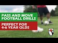 Football Drills For 4, 5 & 6 Year Olds | Passing & Moving | Little Shooters