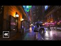 Walking In Heavy Thunderstorm At Night In NEW YORK Umbrella Binaural 3D Rain Sounds ASMR 4K