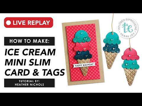 How to Make: Ice Cream Themed Mini Slim Card & Tags | Scooptacular Tutorial | @pinefeather
