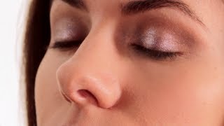 Shimmering soft smoky look for brown eyes