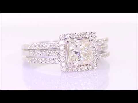 1.36 ctw Diamond Engagement Ring - Princess Cut I SI1 | BigDiamondsUSA