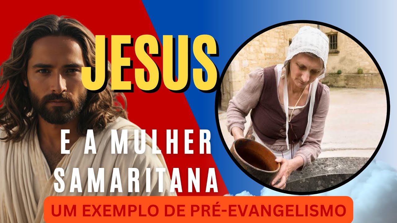 Jesus e a mulher samaritana no poço na fonte de Jacó