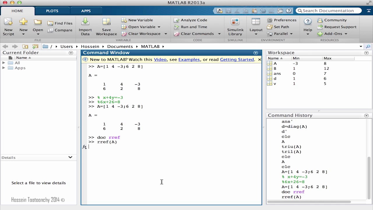Learning MathLAB Programming x47 Solving Equations using Matrices
