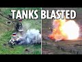 Ukraine troops obliterate Russian tanks one by one as flames and smoke engulf battlefield