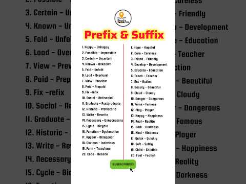20 Prefix and Suffix | prefix & suffix in english | #prefix #suffix #shorts #viral #ytshorts