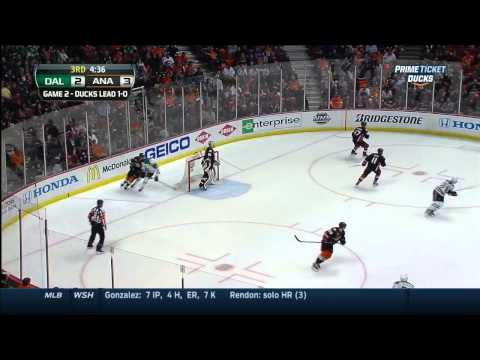 Frederik Andersen robs Trevor Daley in 3rd. Dallas Stars vs Anaheim Ducks 4/18/14 NHL Hockey.