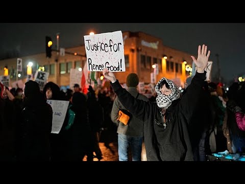 Video Thumbnail: Hundreds protest in Minneapolis over fatal shooting by ICE officer