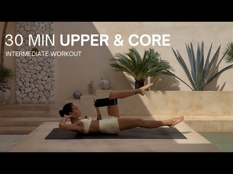 30 MIN UPPER BODY & CORE WITH BAND | Intermediate Body Weight Workout | Pilates Workout
