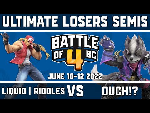 Liquid | Riddles vs Ouch!? - Ultimate Singles Losers Semis - Battle of BC 4