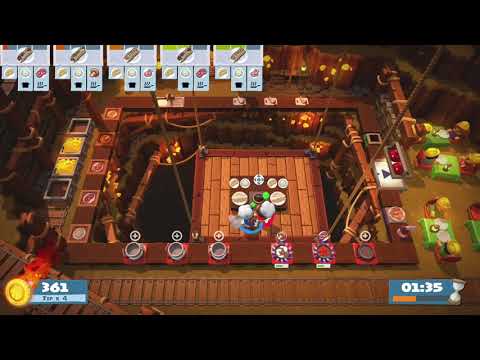 Overcooked 2 Level 5-3, 2 Players, 3 Stars