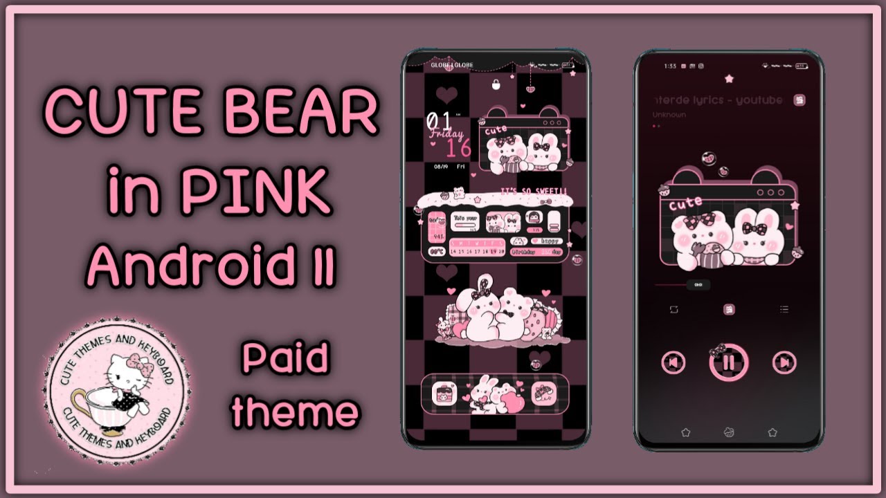 CUTE BEAR IN PINK PAID THEME FOR ANDROID 11