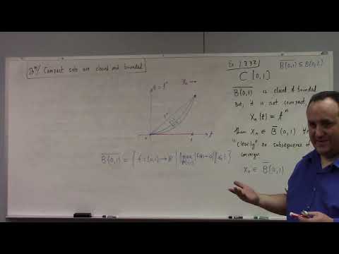 Hilbert Spaces: sequentially closed and compact, compact implies closed and bounded, 1-23-23 part 2