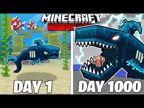 I Survived 1000 Days As A WARDEN SHARK in HARDCORE Minecraft! (Full Story)