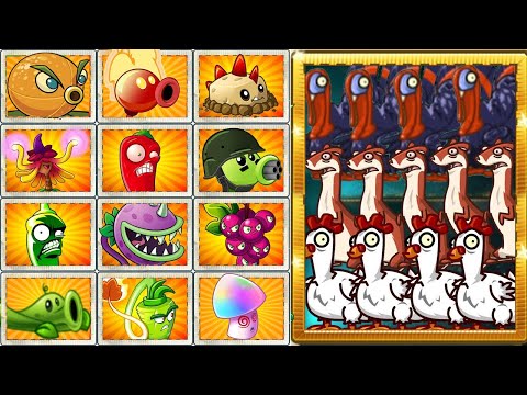 PvZ 2 Chicken & Turkey & Ice Weasel LEVEL 100 vs All Plants Max Level